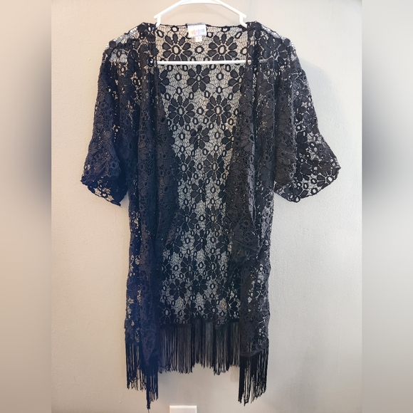 LuLaRoe Sweaters - Witchy Goth Black Lace Kimono Fringe Whimsigoth Stevie Nicks Flapper Lularoe